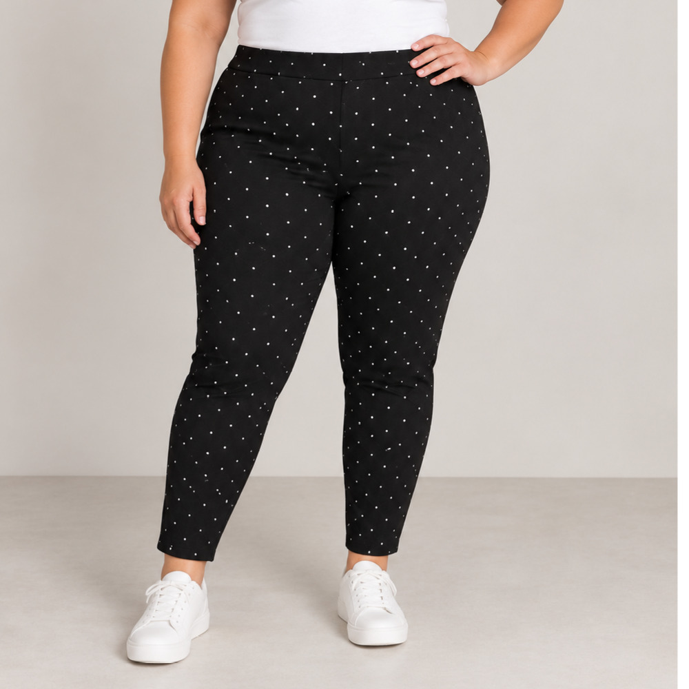 Philosophy Woman Black Silver Dot Pull On Ankle Pants Women’s 3X